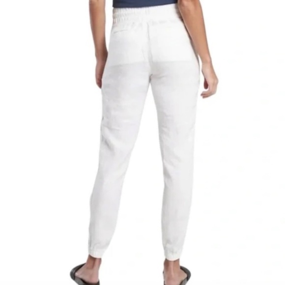 Athleta Cabo Linen Jogger Pants, White 12T - Picture 2 of 3